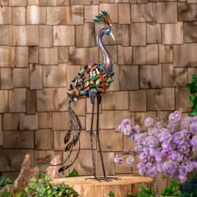  Utendørs hagestatuer | Plow & Hearth metall sommerfugl påfuglstatue, 35" høy