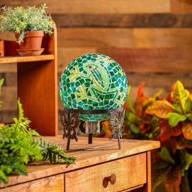  Utendørs stirrende baller | Plow & Hearth Green Frog Mosaic stirrende ball, 25 cm