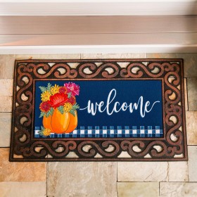  Tepper og dørmatter Dørmatter | Plow & Hearth Mums And Pumpkin Sassafras Switch Mat