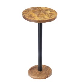  Nábytok s akcentmi | Nápojový stolík Plow & Hearth 24" V x 12" D z mangového dreva s okrúhlou mozaikovou drevenou doskou