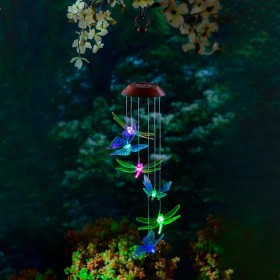  야외 생활 풍경 & 모빌 | 쟁기 & 난로 색상 변경 태양열 모빌, 잠자리와 나비 혼합 아이콘