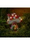  Vanjski vrtni kipovi | Metalni cvjetni kipić s kućicom od gljiva s LED diodama, 40 cm V
