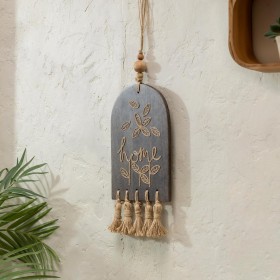  Zidna umjetnost za unutarnju upotrebu | Zidni znak Plow & Hearth od mango drva i jute, 23"V