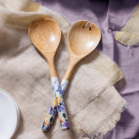  Posuđe za kuhinju i zabavu | Plow & Hearth set za posluživanje salate od zlatno-lila drveta