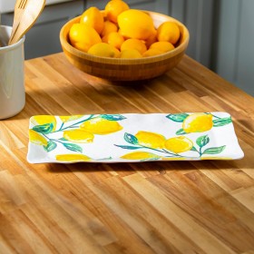  Tanjuri i pladnjevi za kuhinju i zabavu | Pravokutni pladanj od melamina Plow & Hearth Coastal Citrus s setom za serviranje, 14,25"