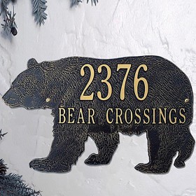 Adresne ploče i zidne pločice za vanjski život | Plough & Hearth Adresna pločica s motivom medvjeda američke proizvodnje od lijevanog aluminija