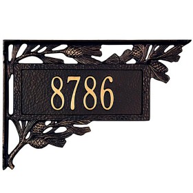 Adresne ploče i zidne pločice za vanjski život | Personalizirana dvostrana adresa poštanskog sandučića s motivom češera, Plow & Hearth, proizvedena u Americi, od lijevanog aluminija