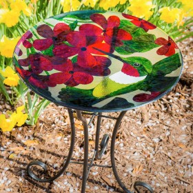  Vanjske kupke za ptice | Plow & Hearth staklena kupka za ptice 16" s postoljem, Hummingbird