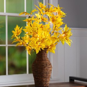  Konstblommor och växter för inomhusbruk | Plow & Hearth Upplysta gyllene sockerlönngrenar för inomhusbruk/utomhusbruk, set om 2