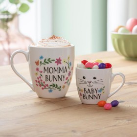  Kök och underhållning Kaffe- och tekoppar | Plow & Hearth Mommy And Me Keramikmugg Presentset, 473 ml och 180 ml, Mama Bunny/Baby Bunny