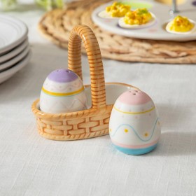  Kök och underhållning Salt- och pepparkar | Plow & Hearth påskägg i korg keramiskt salt- och pepparkar