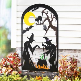  Trädgårdspinnar för utomhusbruk | Plog- och härdstensspaljéer i metall för Halloween i häx- och spökhusdesign