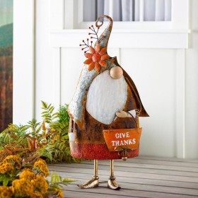  Utomhusliv Trädgårdsstatyer | Plow & Hearth Tacksamhetsgnome Metallstaty