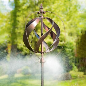  Vindsnurror för utomhusbruk | Plow & Hearth 85,5"H vindsnurra med dimma, kopparfärgad sfär