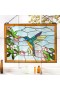  Arte mural para interiores | Panel de vitrales de colibrí de Plow & Hearth con marco de metal y cadena