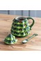  Tazas de café y té para cocina y entretenimiento | Set de regalo de taza de árbol de Navidad de Plow & Hearth con tapa, cuchara y caja de regalo, 473 ml, verde