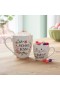  Tazas de café y té para cocina y entretenimiento | Juego de regalo de tazas de cerámica "Mamá y yo" de Plow & Hearth, 17 oz y 7 oz, Mamá Conejita/Bebé Conejita