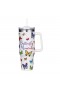  Vasos de viaje para cocina y entretenimiento | Vaso Plow & Hearth Butterfly Moments Canyon, acero inoxidable de doble pared con pajita, 1137 ml, caja de regalo