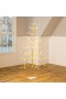  Árboles y guirnaldas iluminados | Plow & Hearth - Árbol metálico dorado de 15 cm para interior y exterior con 240 luces blancas cálidas