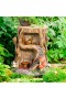  Estatuas de jardín para exteriores | Casa de hadas de dos pisos, completamente amueblada e iluminada con energía solar, de Plow & Hearth, en un tronco