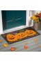  Alfombras y felpudos con ganchos | Plow & Hearth - Alfombra decorativa de polipropileno con ganchos, diseño de calabaza Jack-O-Lantern, para interiores y exteriores, 61 x 107 cm
