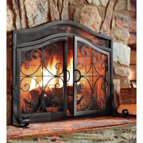  Mamparas para chimenea con puertas de Plow & Hearth | Mampara para chimenea con puertas de Plow & Hearth Large Crest