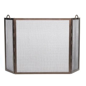  Mamparas de chimenea de tres paneles para chimeneas de Plow & Hearth | Mampara plegable de hierro forjado con cuerda trenzada de Plow & Hearth