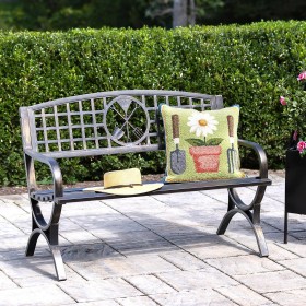  Bancos de exterior para muebles | Herramientas de jardinería Plow & Hearth | Banco de jardín de metal