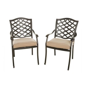  Conjuntos de muebles para exteriores | Sillones de exterior de aluminio fundido Plow & Hearth Park Grove con cojines (juego de 2)