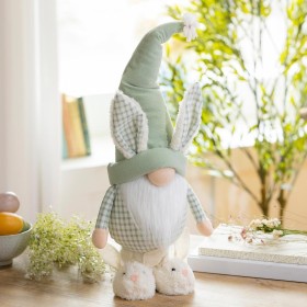  Detalles decorativos para interiores | Decoración de mesa de tela con forma de gnomo de conejo de Plow & Hearth, 48 cm de alto