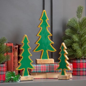  Acentos decorativos para interiores | Decoración de mesa de pino Plow & Hearth (juego de 3)