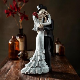  Acentos decorativos para interiores | Plow & Hearth - Figura decorativa de mesa de resina con esqueletos de pareja (32 cm)