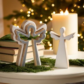  Decoración de interiores | Ángel de madera de 20 cm de Plow & Hearth