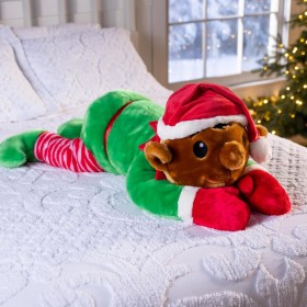  Cojines decorativos para interiores | Almohada corporal navideña de peluche con forma de elfo Tingle de Plow & Hearth
