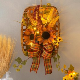  Flores y plantas artificiales para interiores | Canasta de tabaco iluminada para colgar en la pared de Plow & Hearth