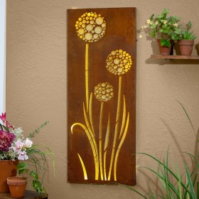  Arte mural para interiores | Decoración de pared de metal cortado con láser con diseño de diente de león de Plow & Hearth, 38 cm de largo x 101 cm de alto