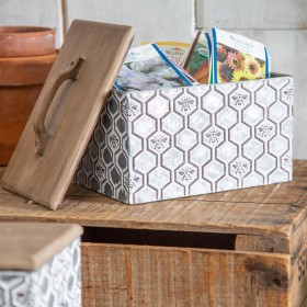  Recipientes y almacenamiento para cocina y entretenimiento | Cajas de almacenamiento Plow & Hearth con relieve de panal (juego de 2)