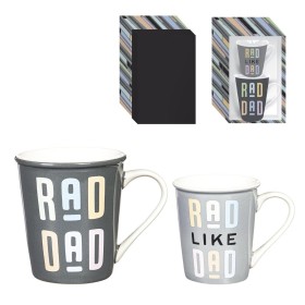 Tazas de café y té para cocina y entretenimiento | Juego de regalo de tazas de cerámica "Daddy and Me" de Plow & Hearth, 473 ml y 226 ml, "Rad Dad" / "Rad Like Dad"