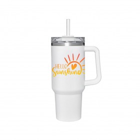  Vasos de viaje para cocina y entretenimiento | Vaso Plow & Hearth Hello Sunshine Canyon, acero inoxidable de doble pared con pajita, 1137 ml, caja de regalo