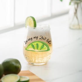 Copas de vino para cocina y entretenimiento | Plow & Hearth, copa sin tallo de 17 oz con caja, Living My Zest Life