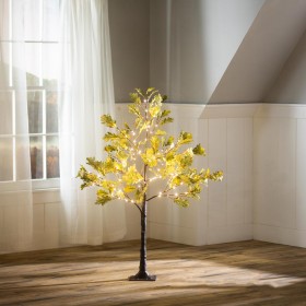  Iluminación de árboles y guirnaldas iluminadas | Plow & Hearth - Roble musgoso eléctrico iluminado para interior y exterior, 108 luces, 12 cm de alto