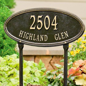  Letreros y placas de pared para exteriores | Placa de dirección personalizada ovalada con cuentas de Plow & Hearth