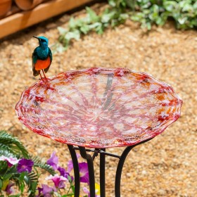  Baños para pájaros para exteriores | Baño para pájaros de vidrio Plow & Hearth Gid, 38 cm de alto, rosa