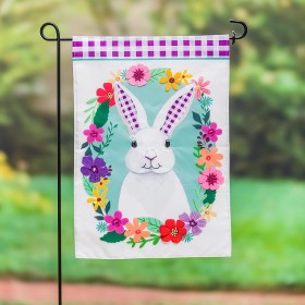  Banderas de jardín para exteriores | Bandera de jardín con apliques de conejito de cuadros vichy de Plow & Hearth