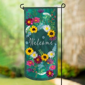  Banderas de jardín para exteriores | Banderín de bienvenida con flores silvestres de Plow & Hearth