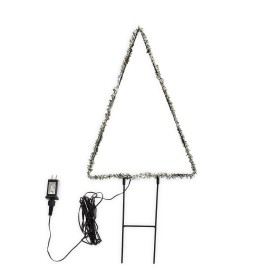  Estacas de jardín para exteriores | Árbol navideño eléctrico iluminado de 45 cm de alto, para interior y exterior, de Plow & Hearth, con acabado verde escarchado