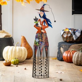  Estatuas de jardín para exteriores | Estatua de bruja de metal de Plow & Hearth, 77 cm de alto