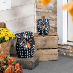  Estatuas de jardín para exteriores | Estatua de búho punteado de Plow & Hearth (juego)