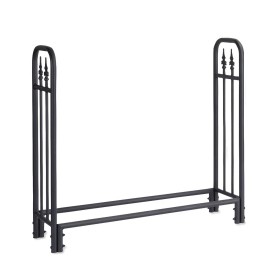  Vida al aire libre y limpieza | Rejilla para leña de acero de alta resistencia con diseño de remate de Plow & Hearth