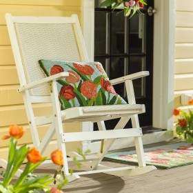  Cojines decorativos para exteriores | Plow & Hearth, cojín de polipropileno con ganchos y tulipanes rosas para interiores y exteriores